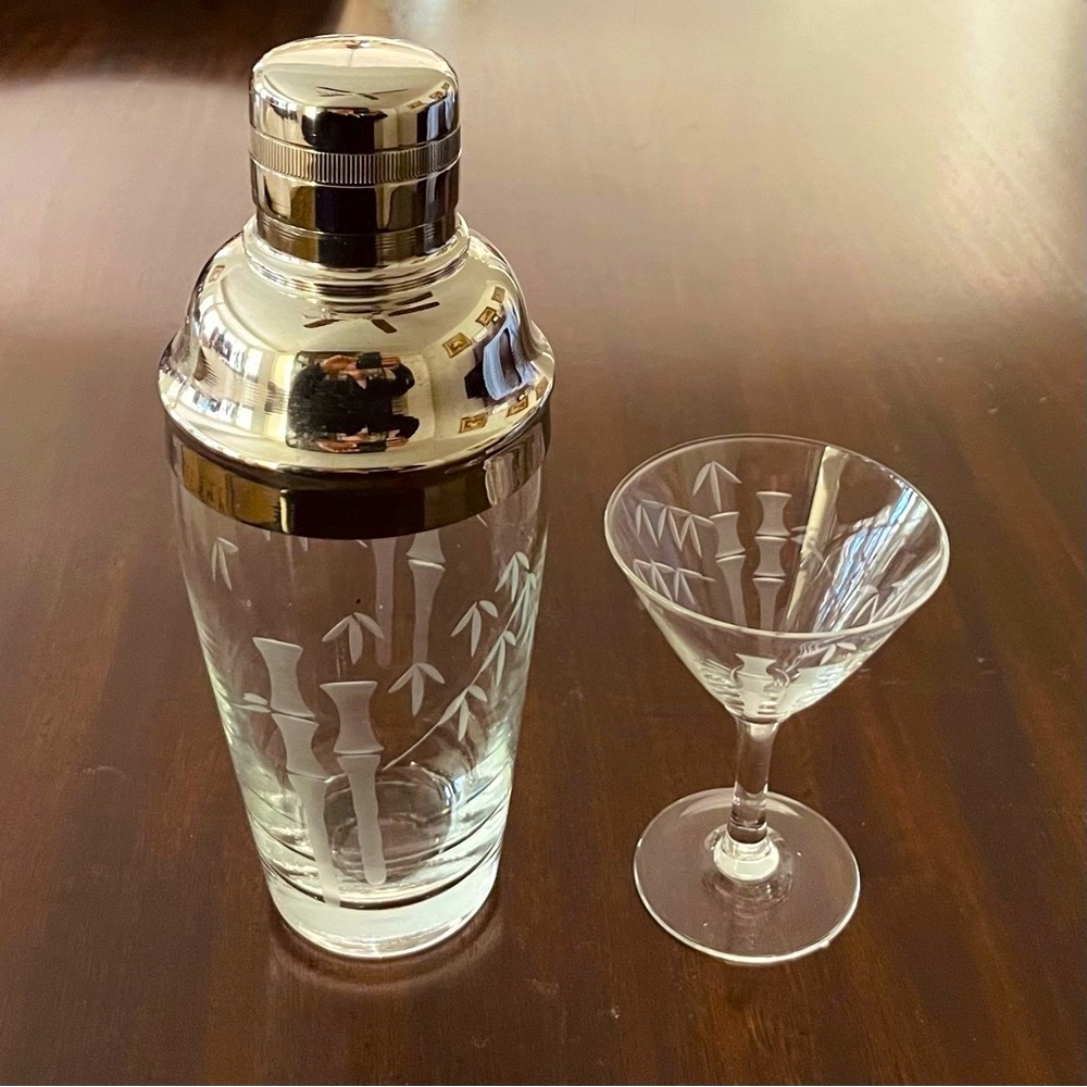Vintage 1960 Martini Cocktail Set - Shaker + 12 Glasses - NEVER USED!